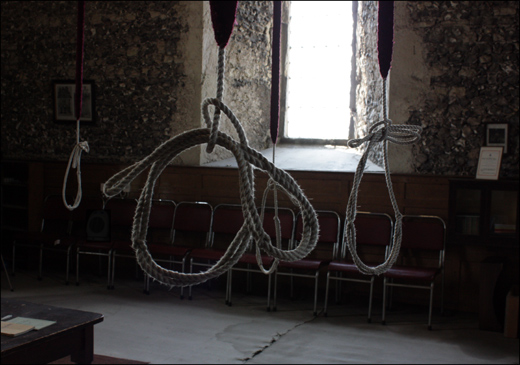 The ringing room at Holy Trinity, Milton Regis